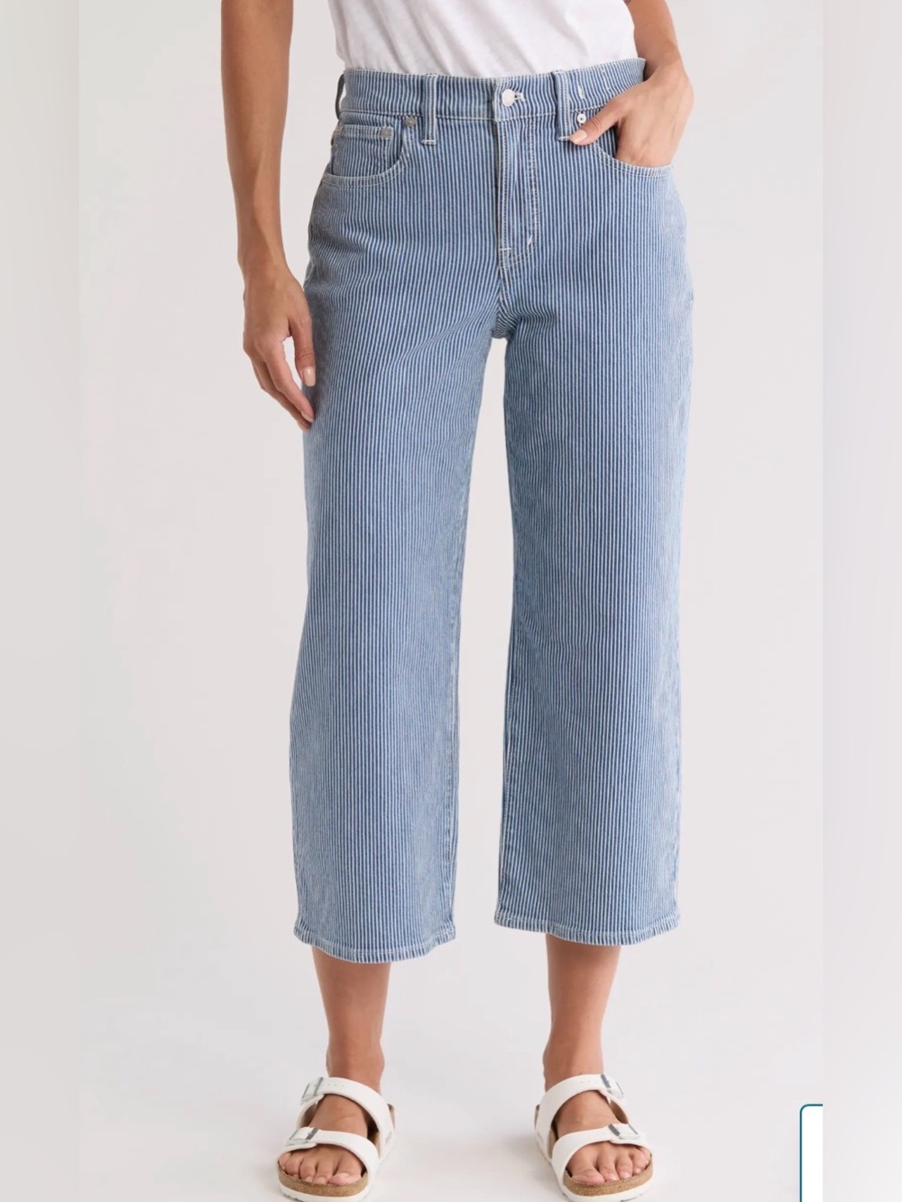 Madewell jeans Women's Light Blue Striped Wide-Leg Jeans